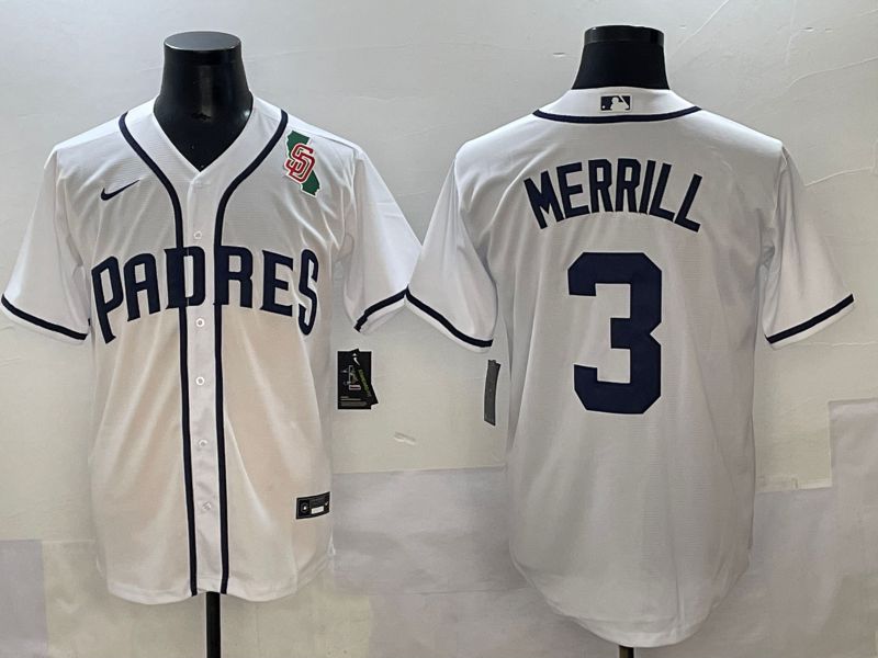 Men 2025 San Diego Padres #3 Merrill White Game Nike MLB Jersey style 5->san diego padres->MLB Jersey